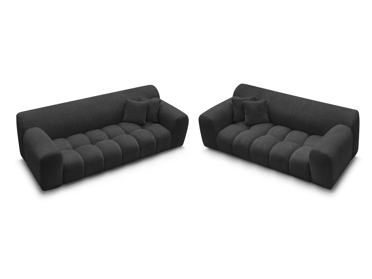 Ensemble canapé droit 3 + 2 places MELISSE texturé noir — vue 5
