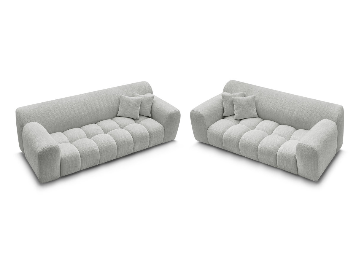 Ensemble canapé droit 3 + 2 places MELISSE texturé gris clair — vue 5