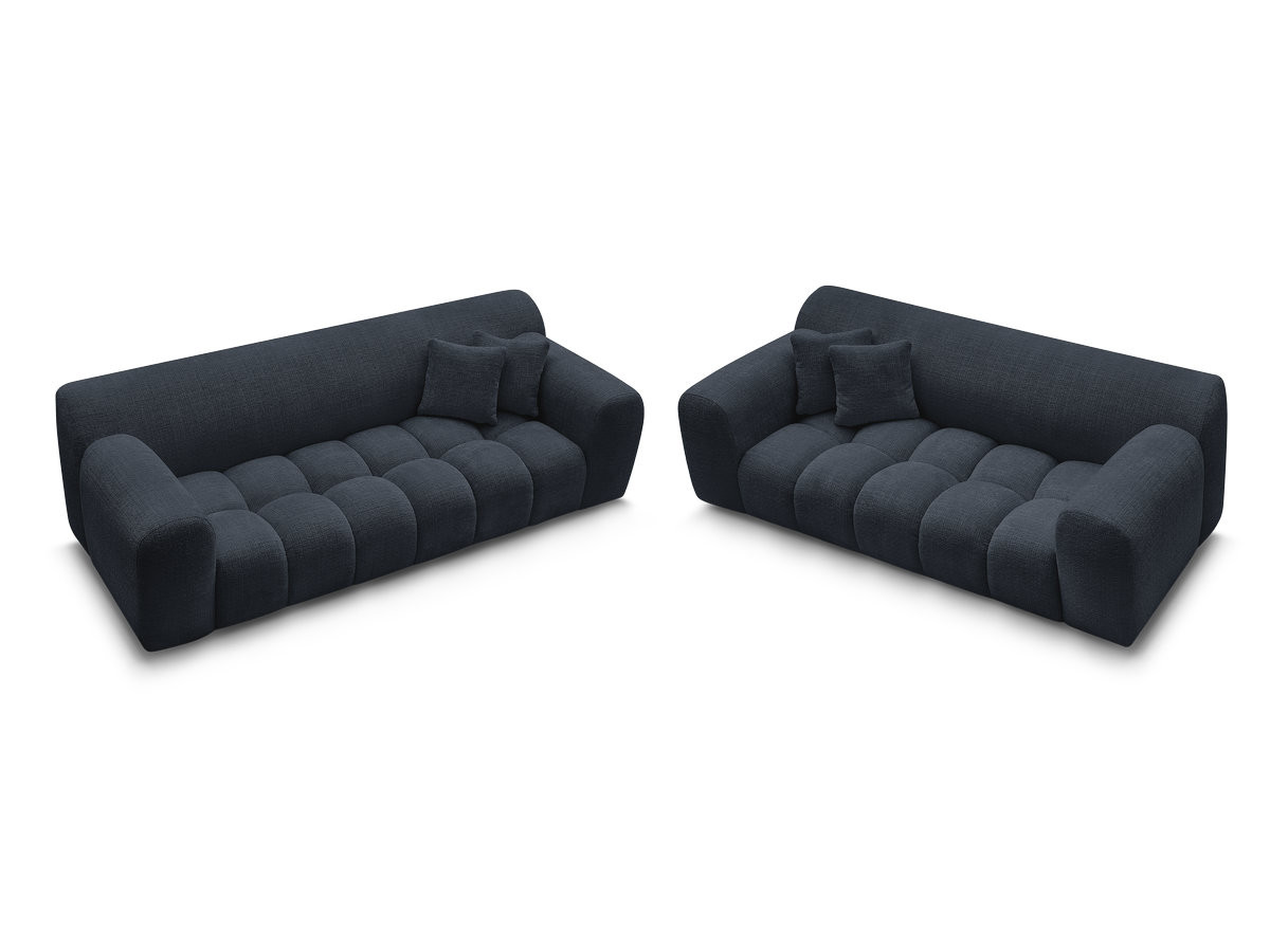 Ensemble canapé droit 3 + 2 places MELISSE texturé bleu — vue 5