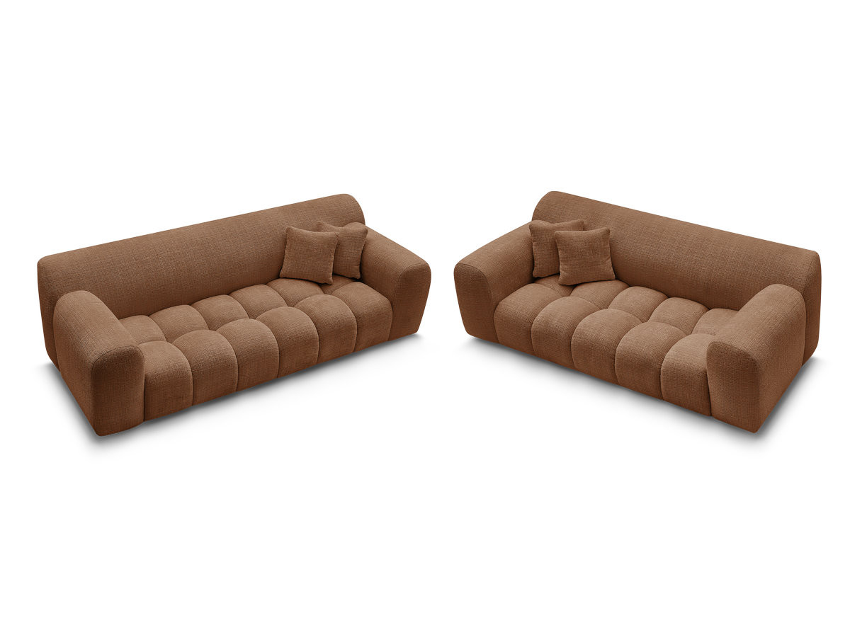 Ensemble canapé droit 3 + 2 places MELISSE texturé orange — vue 5