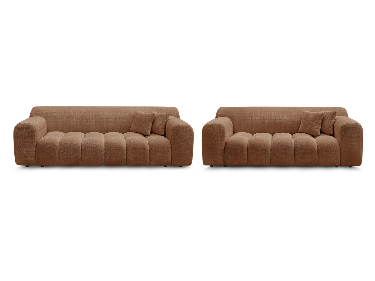 Ensemble canapé droit 3 + 2 places MELISSE texturé orange — vue 4