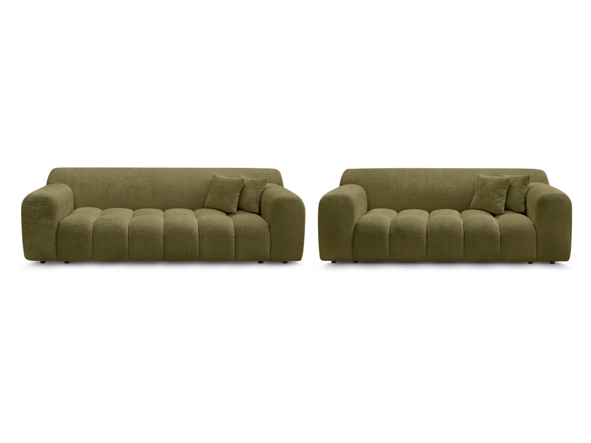 Ensemble canapé droit 3 + 2 places MELISSE texturé vert — vue 4