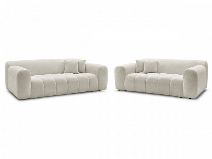 Ensemble canapé droit fixe 3 + 2 places MELISSE tissu chiné