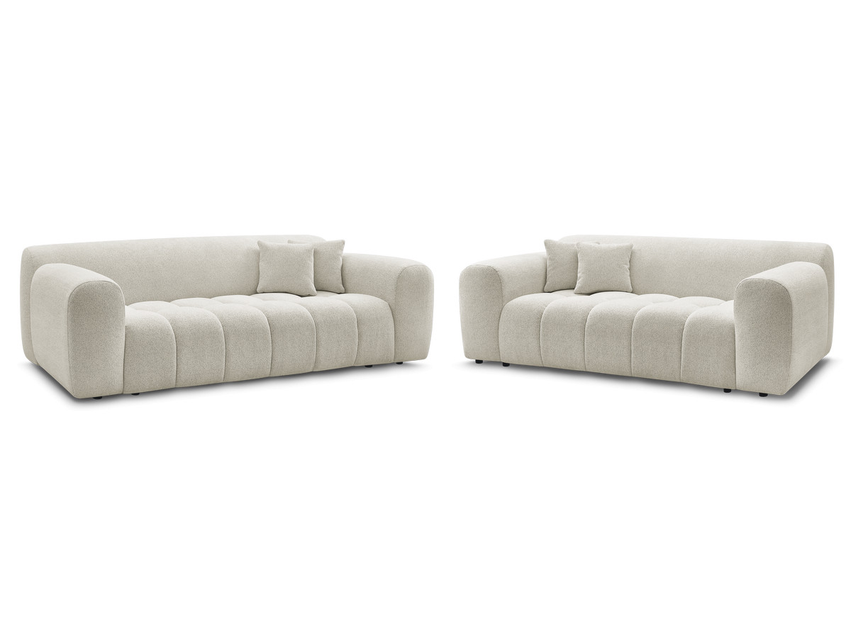 melisse vaste 3 + 2 zits bankstel in gemêleerde stof gekleurd wit