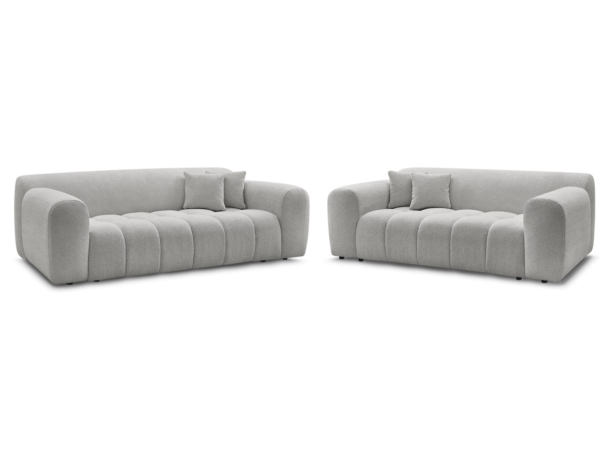 melisse vaste 3 + 2 zits bankstel in gemêleerde stof gekleurd lichtgrijs