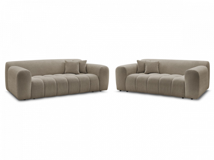 Ensemble canapé droit fixe 3 + 2 places MELISSE tissu chiné