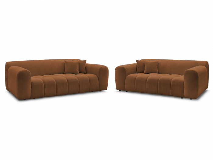 Ensemble canapé droit fixe 3 + 2 places MELISSE tissu chiné