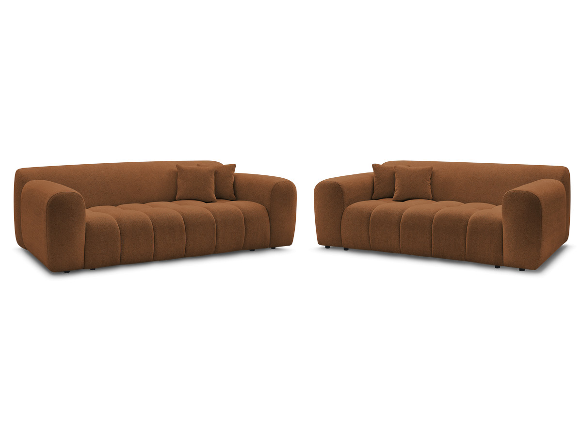 melisse vaste 3 + 2 zits bankstel in gemêleerde stof gekleurd oranje