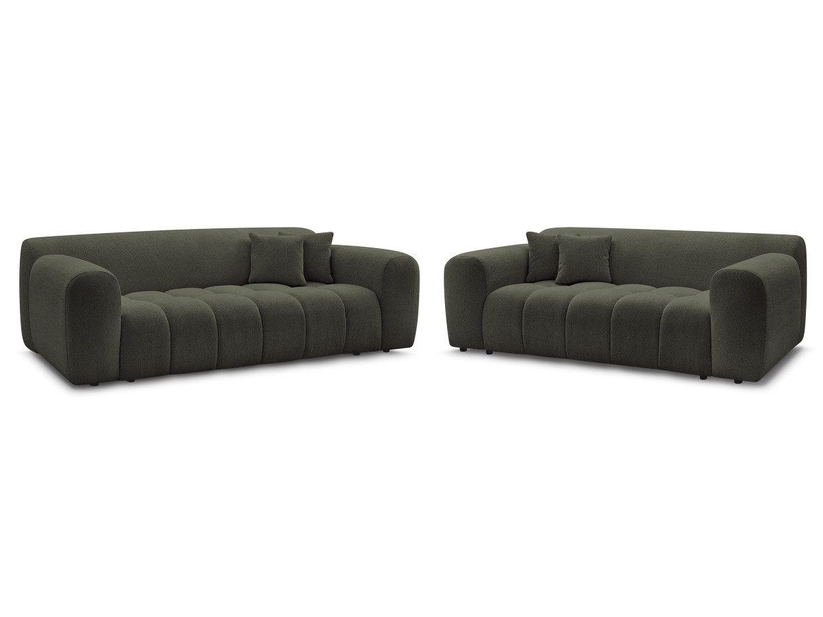 Ensemble canapé droit fixe 3 + 2 places MELISSE tissu chiné Ensemble canapé droit fixe 3 + 2 places MELISSE tissu chiné