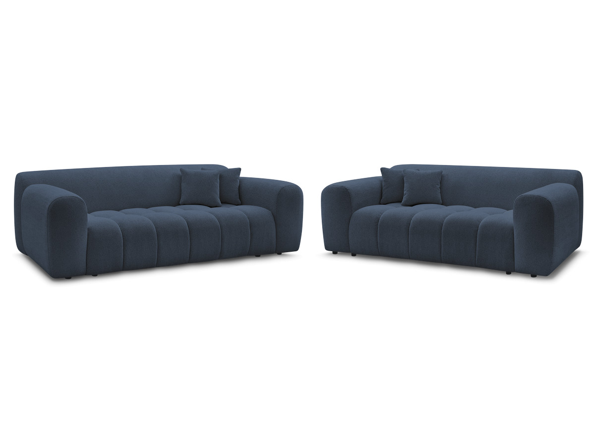 melisse vaste 3 + 2 zits bankstel in gemêleerde stof gekleurd blauw