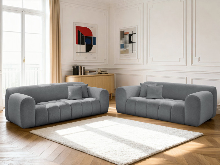 Ensemble canapé droit fixe 3 + 2 places MELISSE tissu chiné