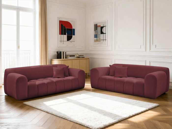 Ensemble canapé droit fixe 3 + 2 places MELISSE tissu chiné