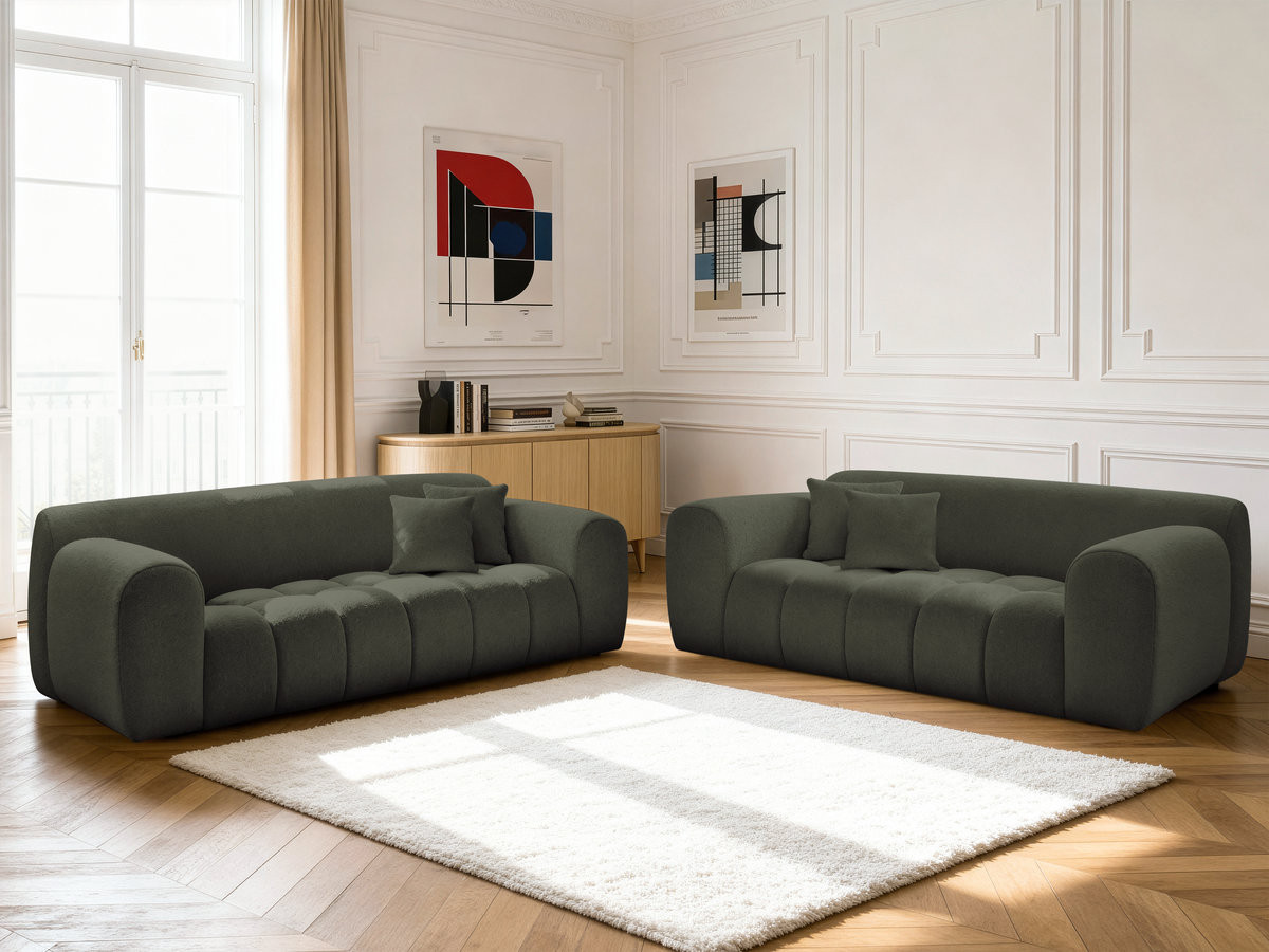 Ensemble canapé droit 3 + 2 places MELISSE chiné vert