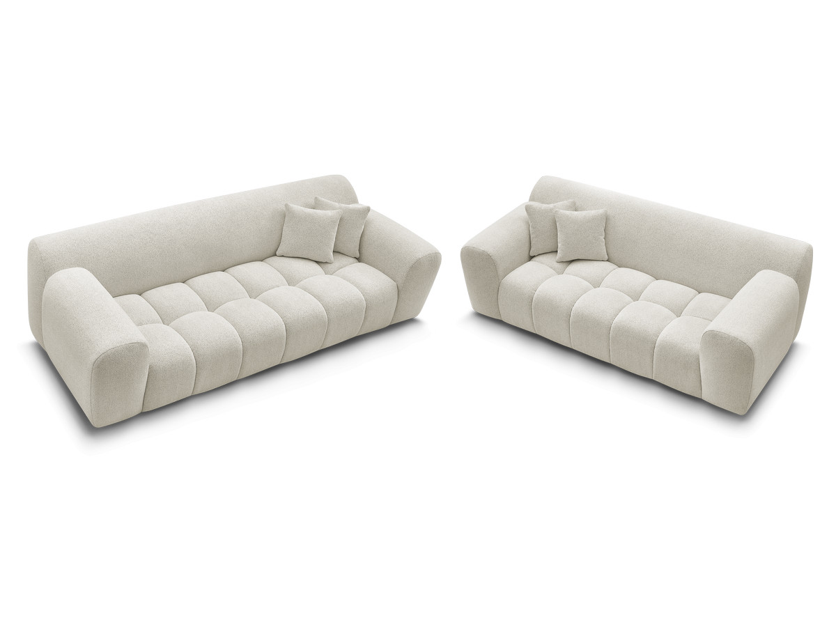 Ensemble canapé droit 3 + 2 places MELISSE chiné blanc — vue 5