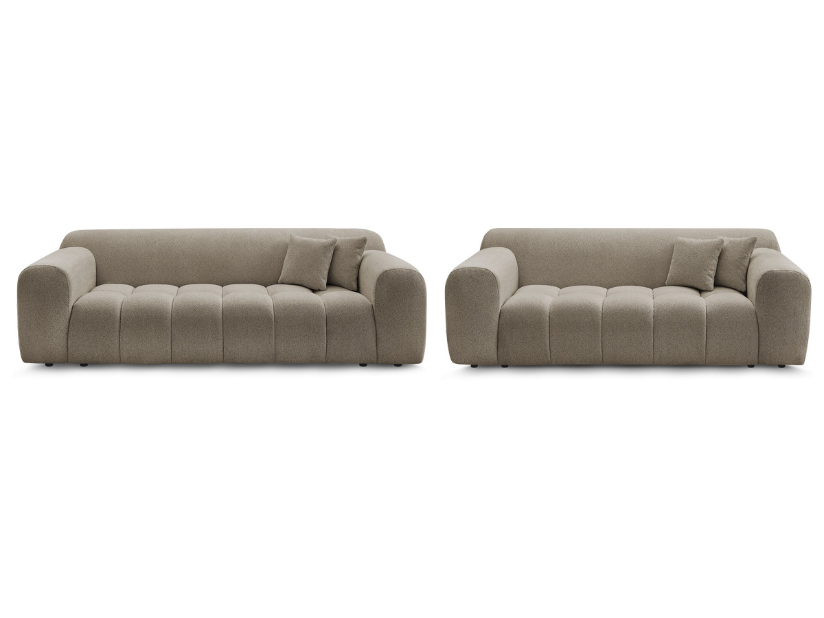 Ensemble canapé droit 3 + 2 places MELISSE chiné taupe — vue 4