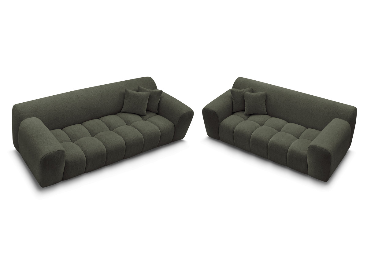 Ensemble canapé droit 3 + 2 places MELISSE chiné vert — vue 5