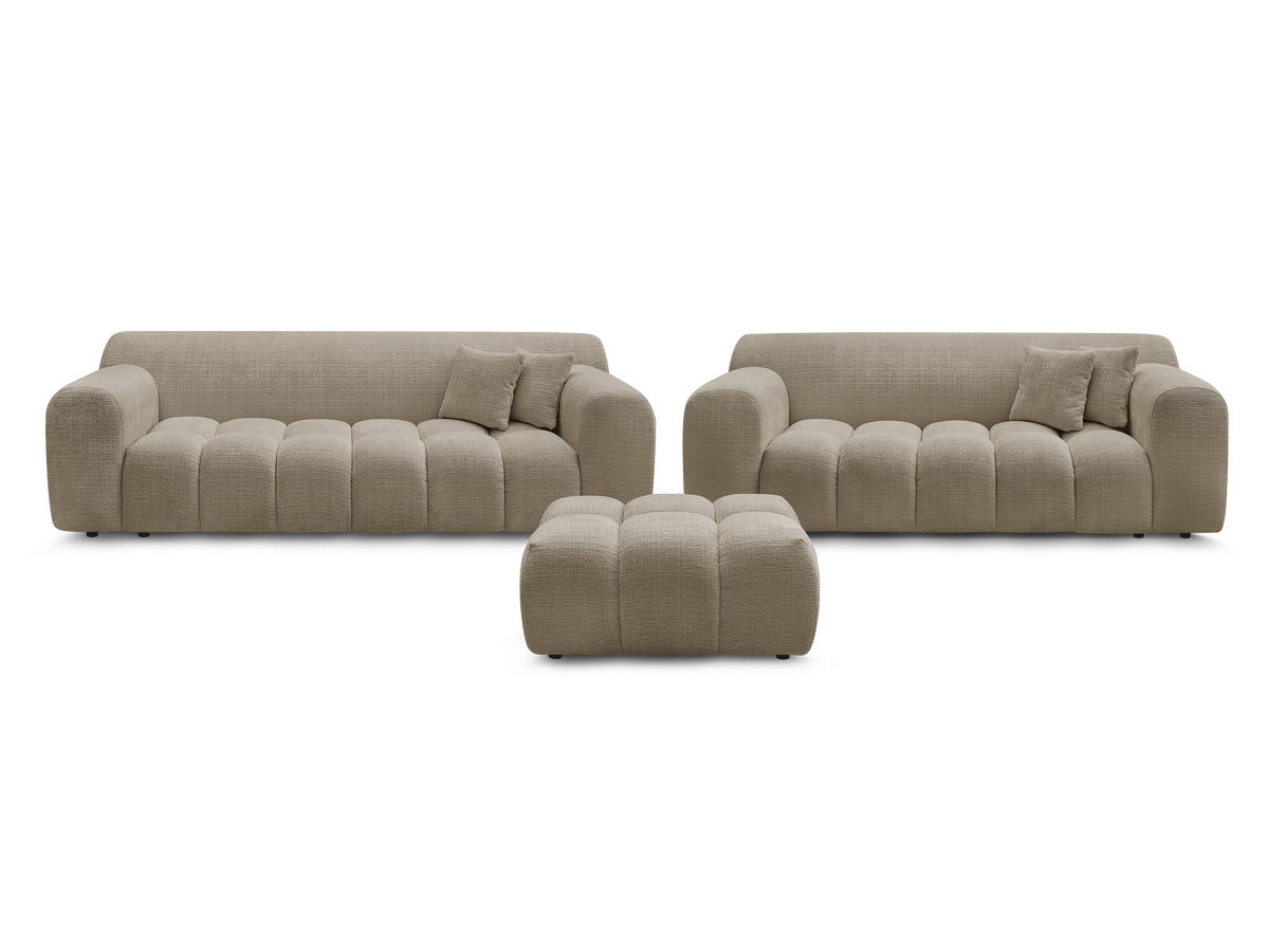 MELISSE 3+2 zits vaste rechte bankset in structuurstof met voetenbank