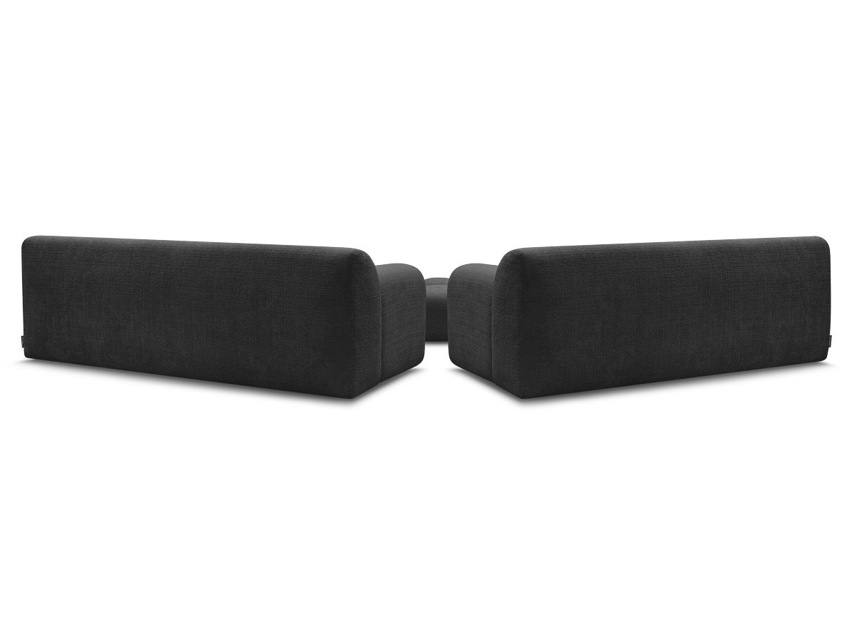 Ensemble canapé droit 3 + 2 places MELISSE texturé avec pouf noir — vue 6