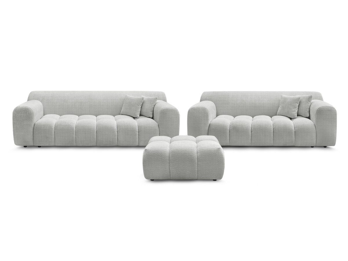 MELISSE 3+2 zits vaste rechte bankset in structuurstof met voetenbank