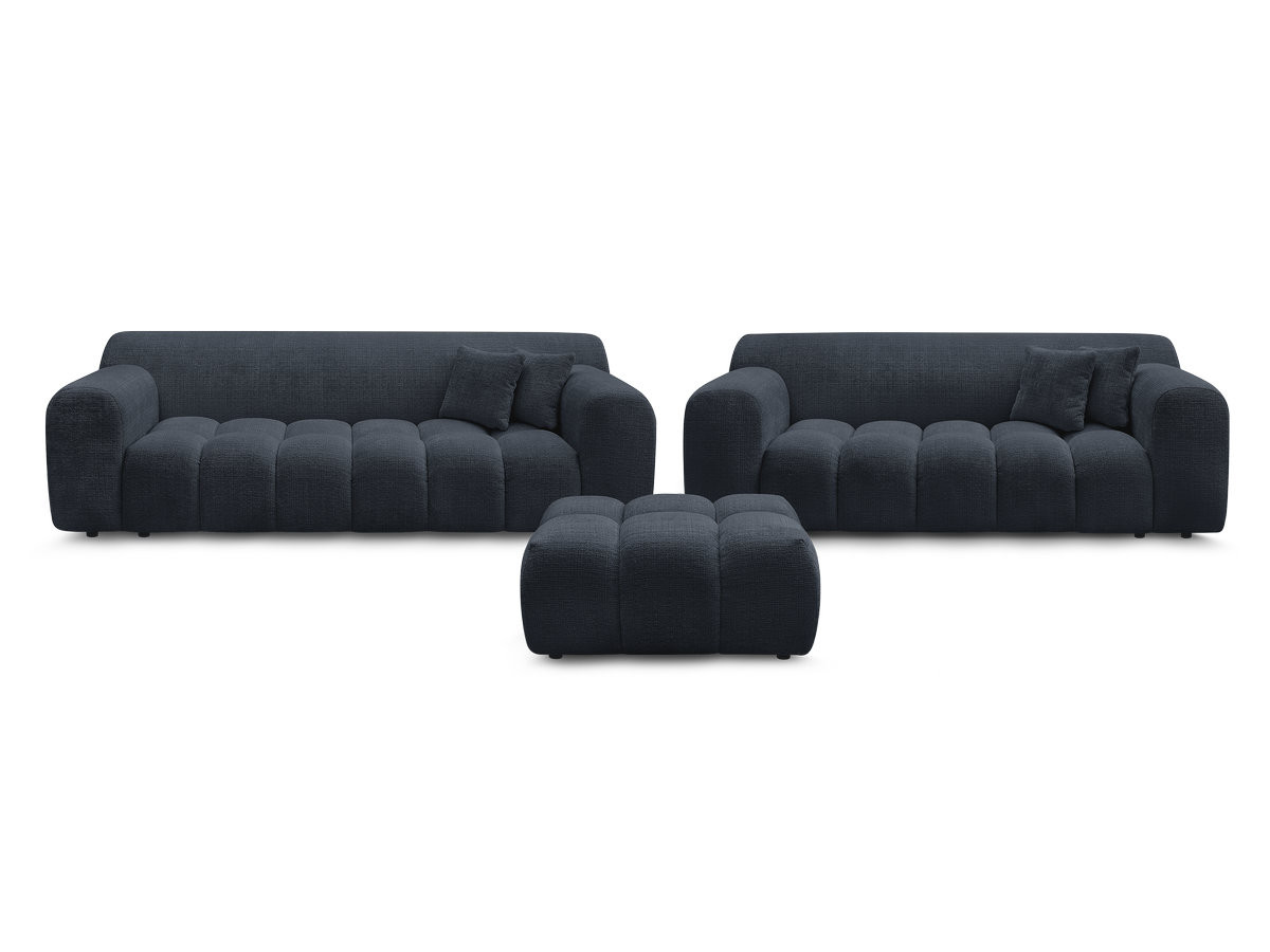 MELISSE 3+2 zits vaste rechte bankset in structuurstof met voetenbank