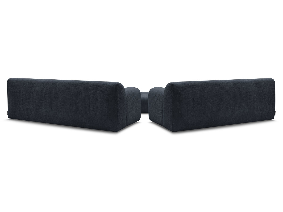 Ensemble canapé droit 3 + 2 places MELISSE texturé avec pouf bleu — vue 6