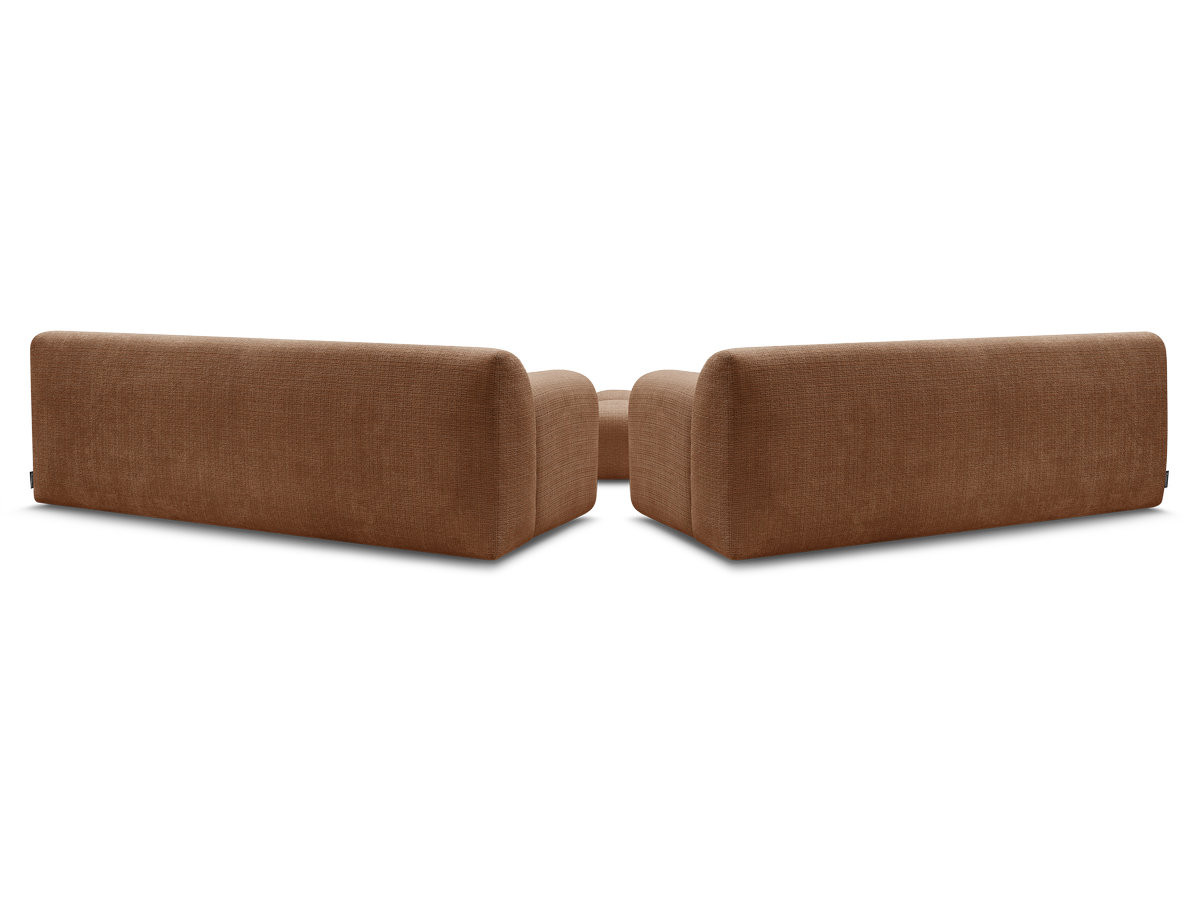 Ensemble canapé droit 3 + 2 places MELISSE texturé avec pouf orange — vue 6