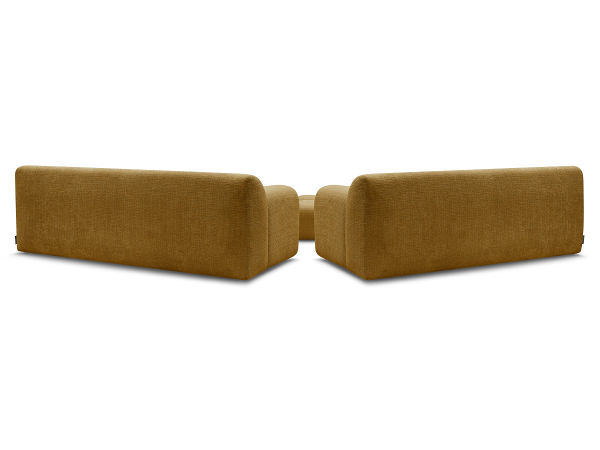 Ensemble canapé droit 3 + 2 places MELISSE texturé avec pouf jaune — vue 6