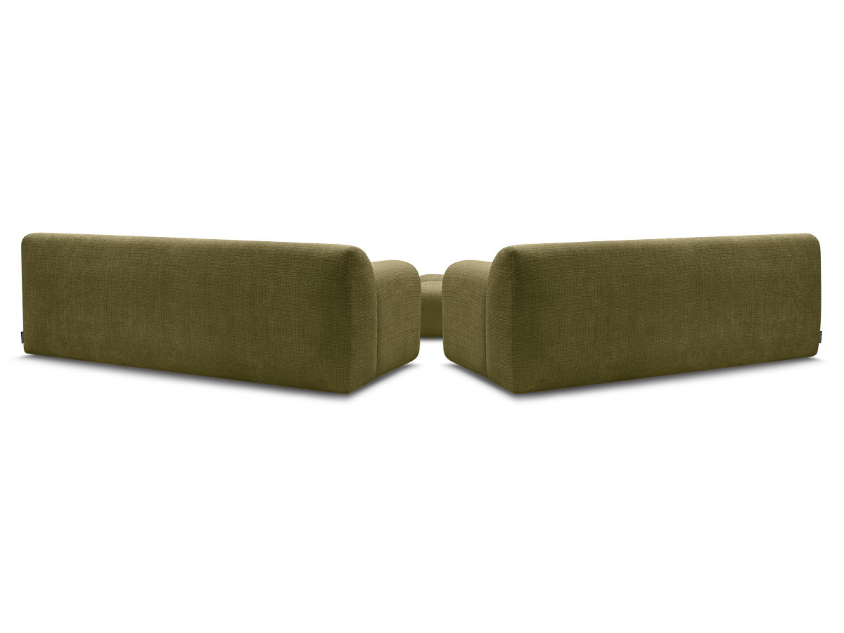 Ensemble canapé droit 3 + 2 places MELISSE texturé avec pouf vert — vue 6