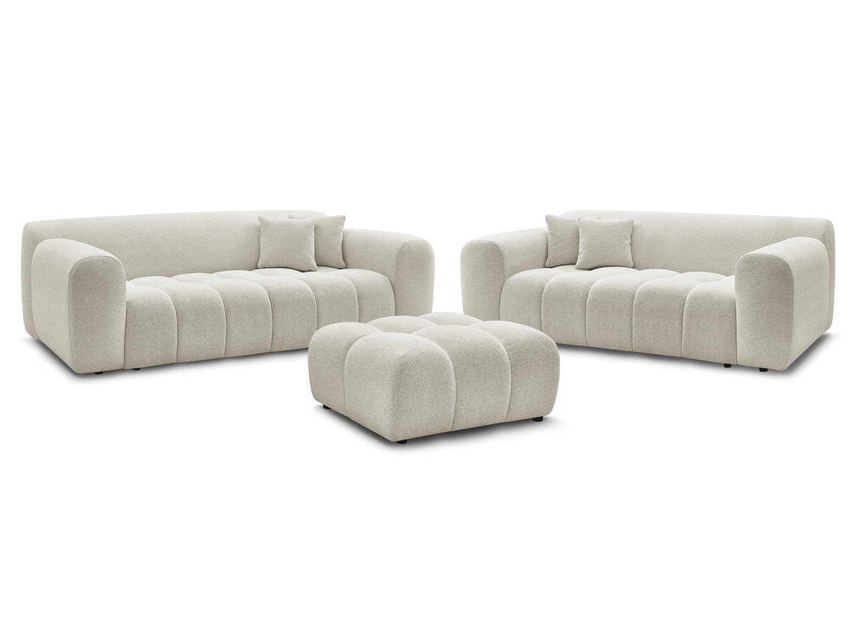 MELISSE vaste 3+2 zits bankstel in gemêleerde stof met voetenbank