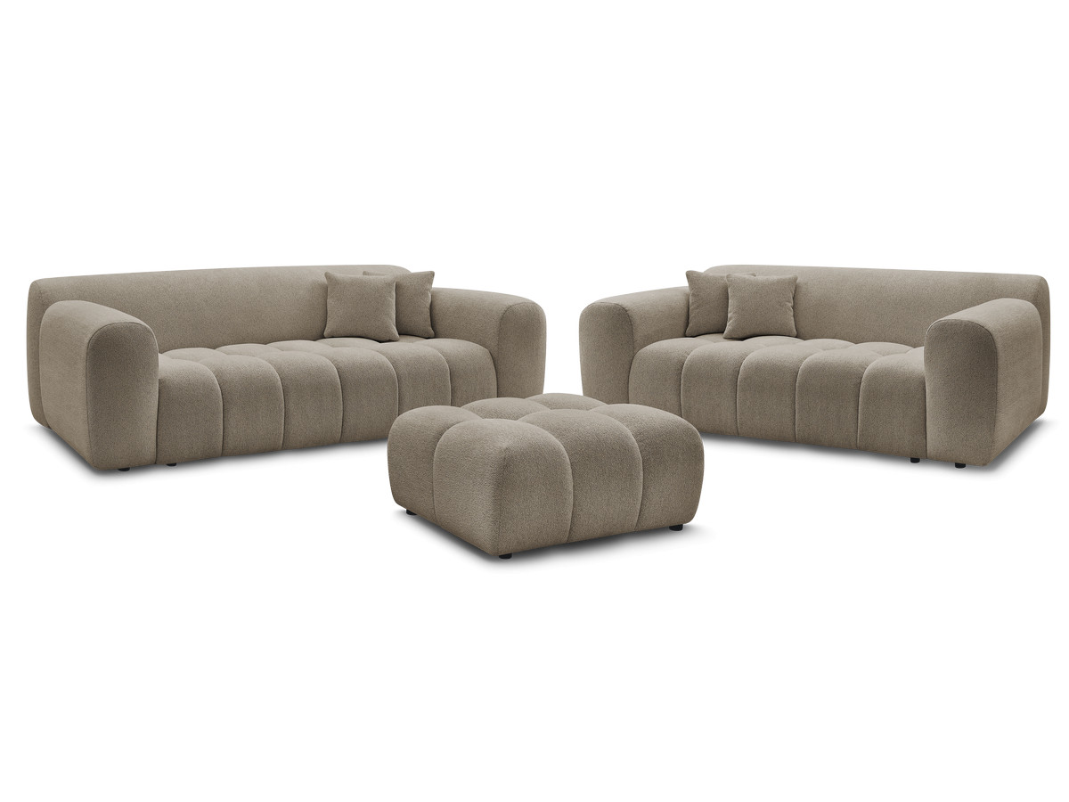 melisse vaste 3+2 zits bankstel in gemêleerde stof met voetenbank gekleurd wrat