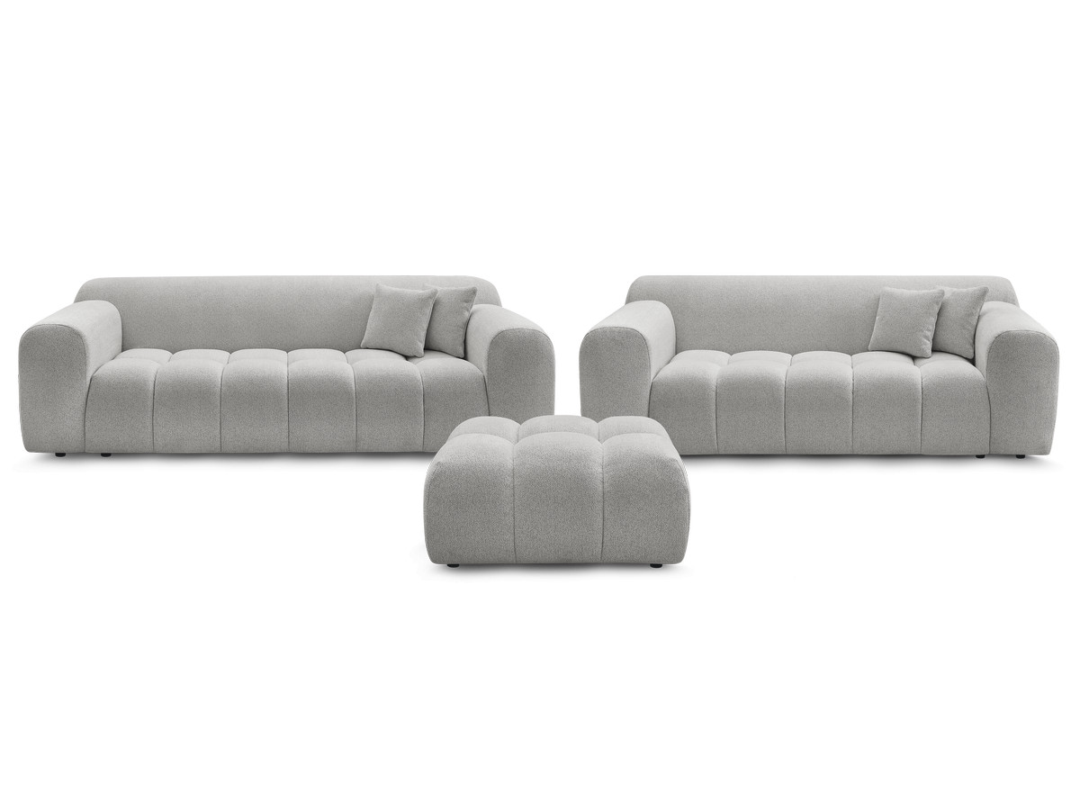 MELISSE vaste 3+2 zits bankstel in gemêleerde stof met voetenbank