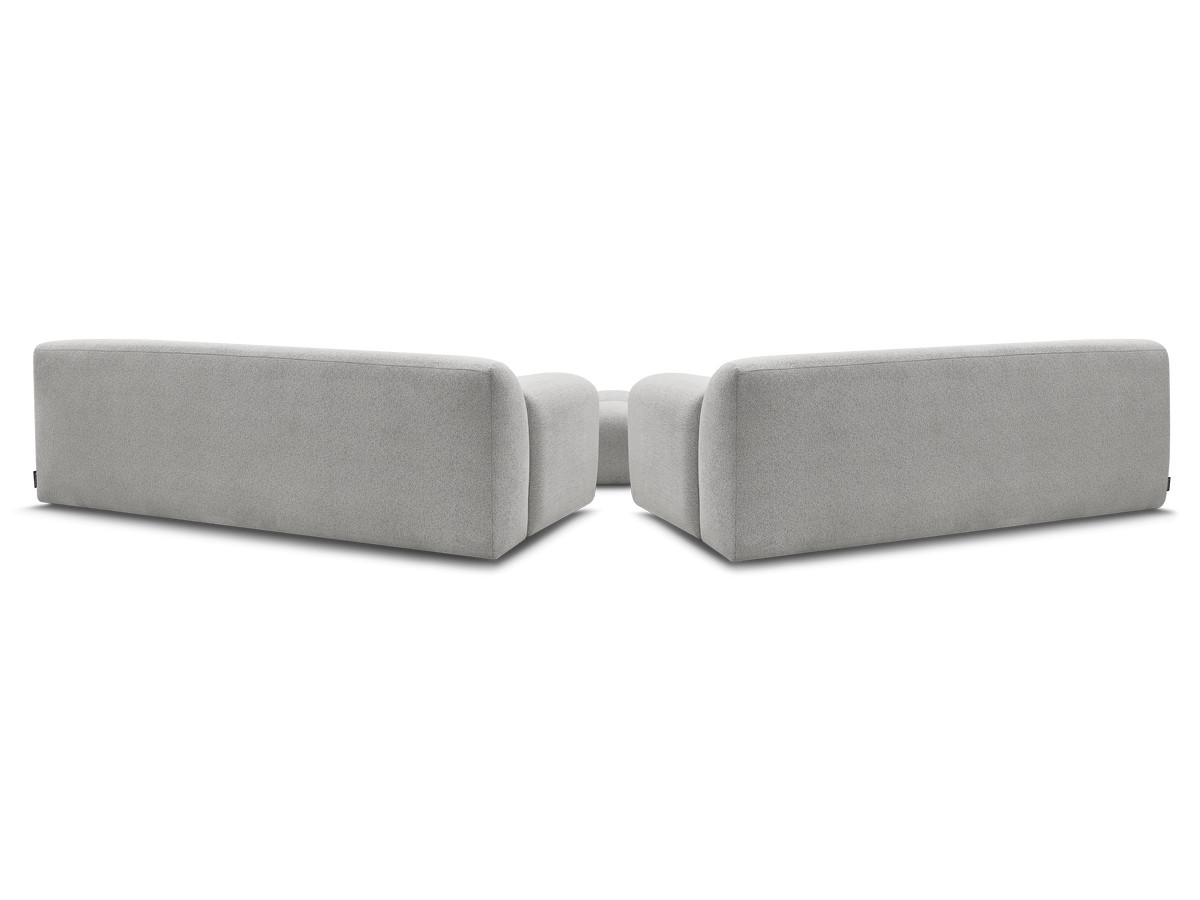 Ensemble canapé droit 3 + 2 places MELISSE chiné avec pouf gris clair — vue 6