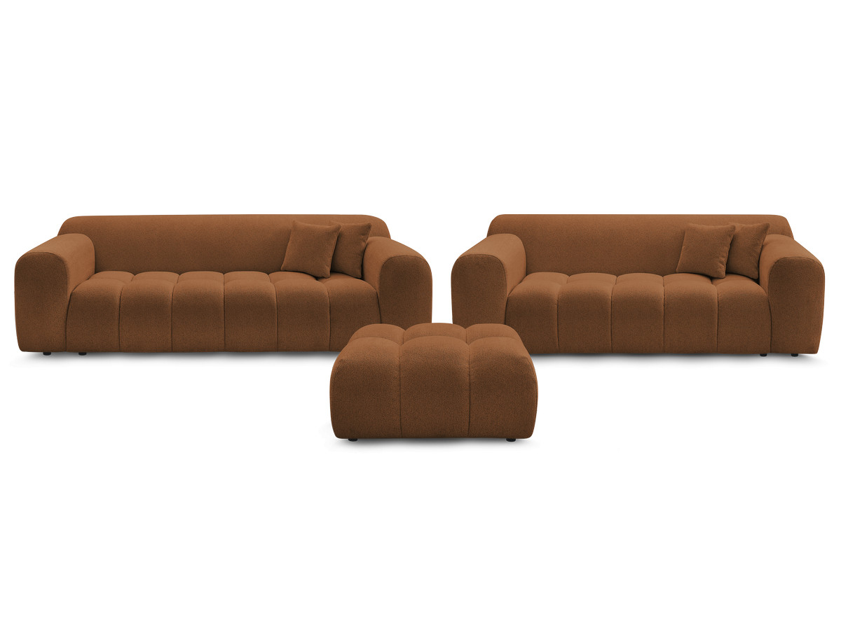 MELISSE vaste 3+2 zits bankstel in gemêleerde stof met voetenbank