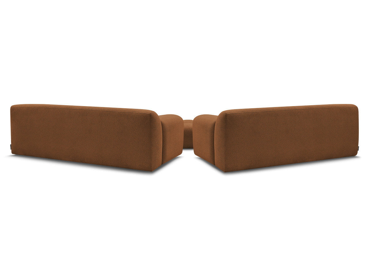 Ensemble canapé droit 3 + 2 places MELISSE chiné avec pouf orange — vue 6