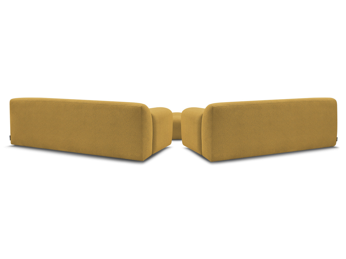 Ensemble canapé droit 3 + 2 places MELISSE chiné avec pouf jaune — vue 6