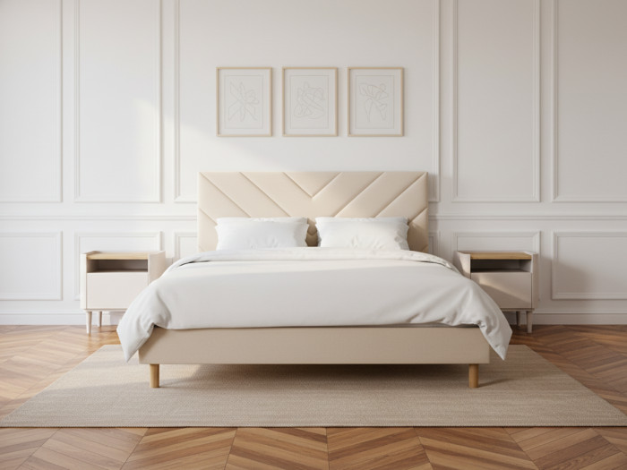 Lit ROMANE avec lattes massives tissu velours