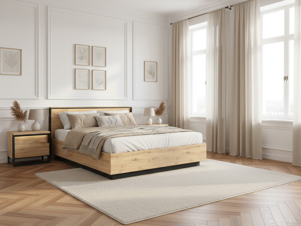 Ensemble KYRIA avec Lit coffre + 2 chevets