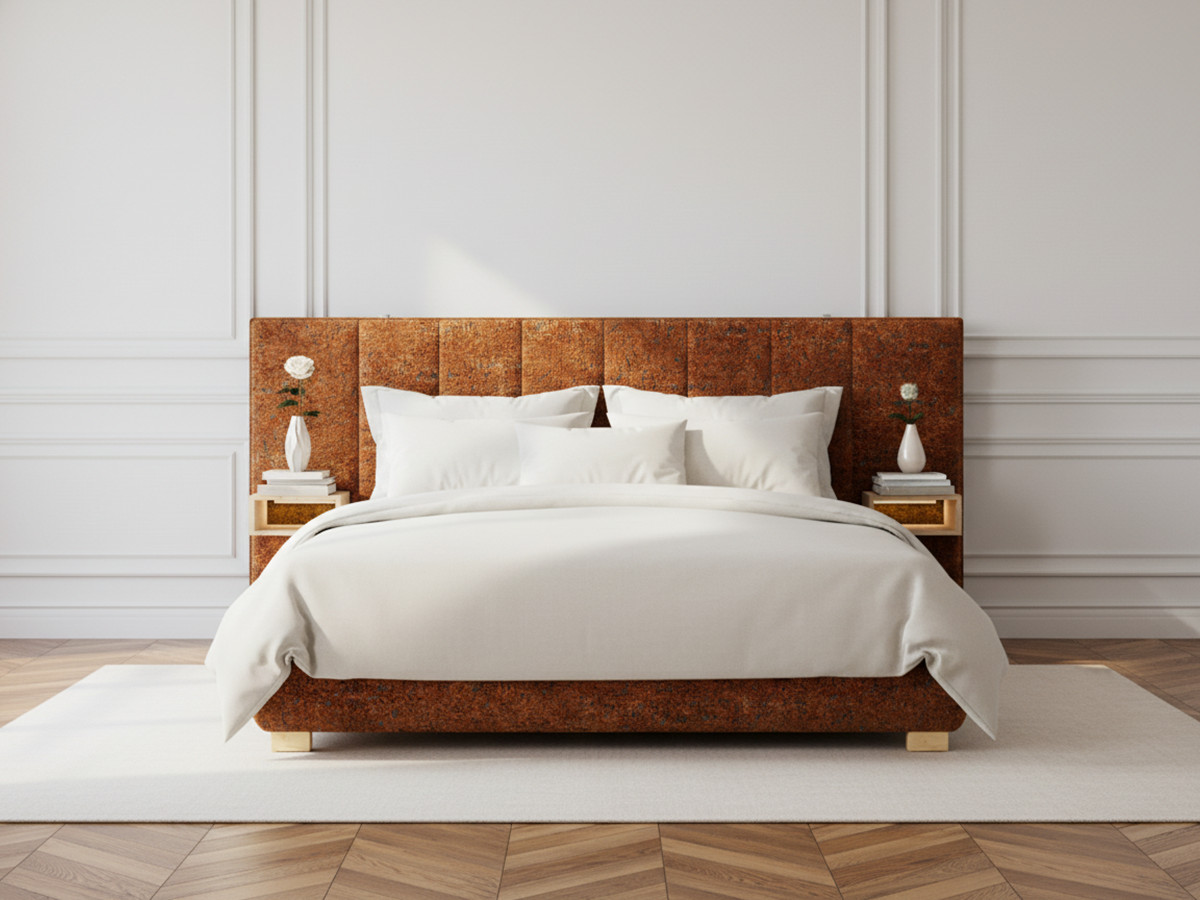 ALOE opbergbed met gestoffeerd hoofdbord, nachtkastjes en geïntegreerde led-verlichting