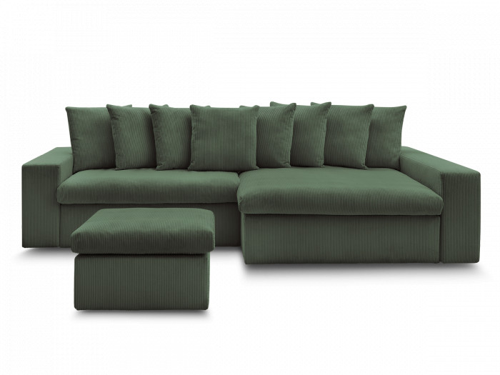 Canapé d'angle fixe ENORE velours côtelé avec pouf