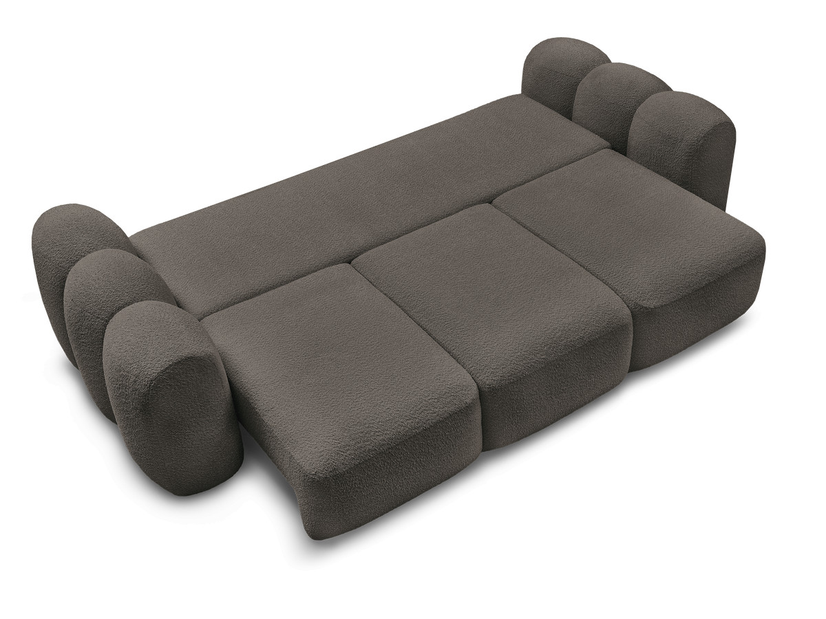 Canapé droit convertible coffre 3 places MONTAIGNE tissu bouclette