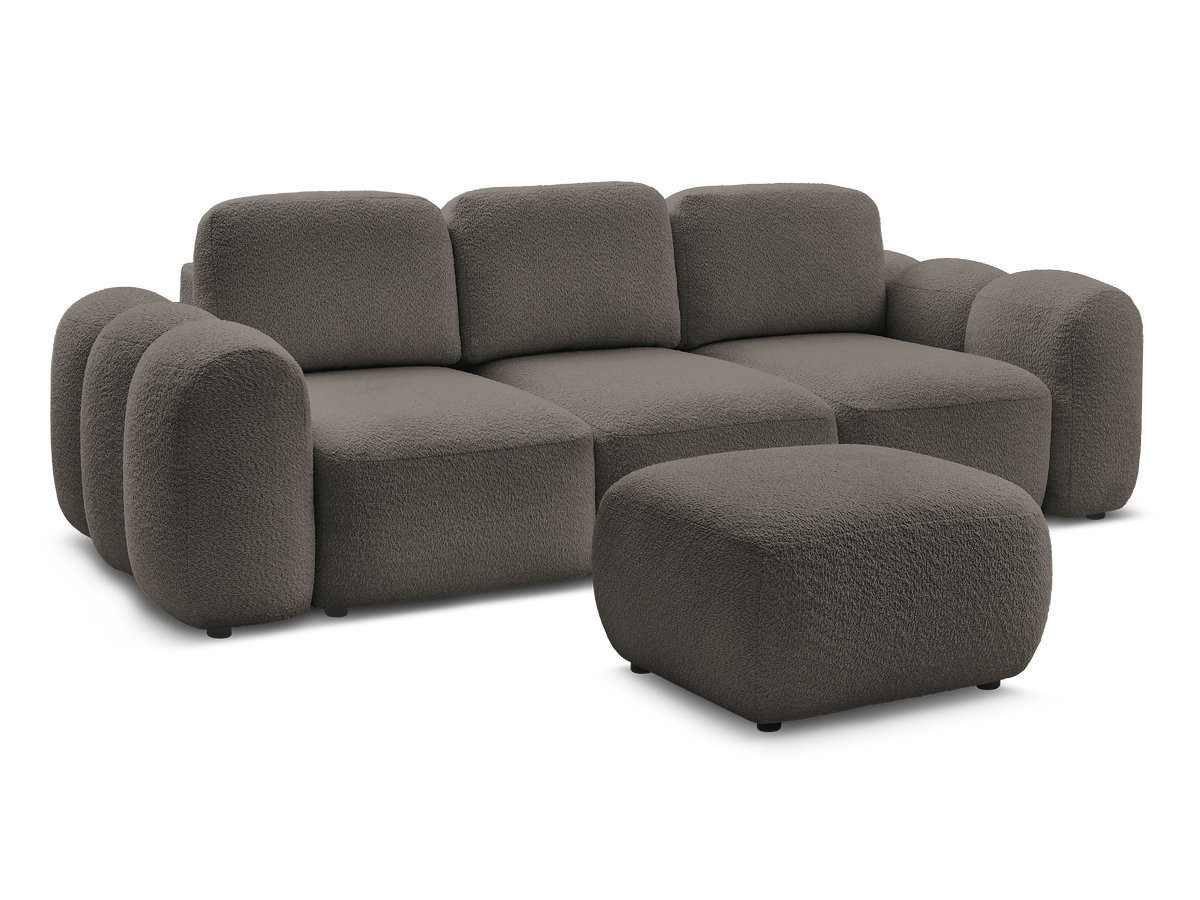 Canapé droit convertible 3 places MONTAIGNE tissu boucle