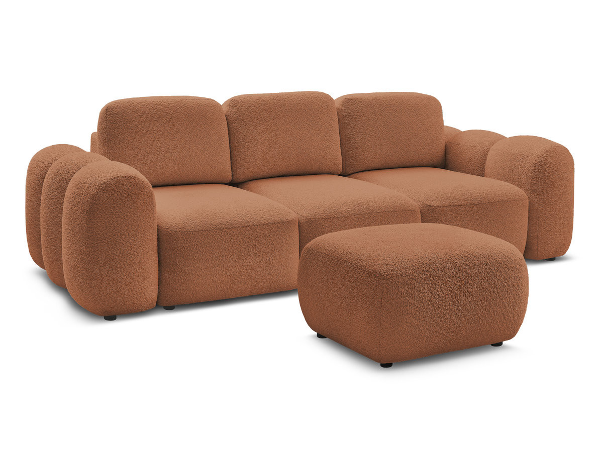 Canapé droit convertible 3 places MONTAIGNE tissu boucle