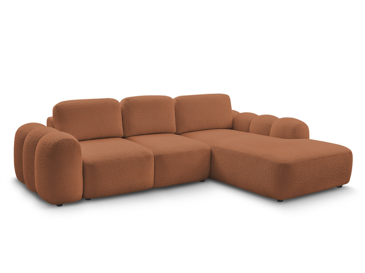 Canapé d'angle convertible coffre grande méridienne MONTAIGNE tissu bouclette