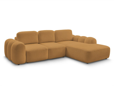 Canapé d'angle convertible coffre grande méridienne MONTAIGNE tissu bouclette