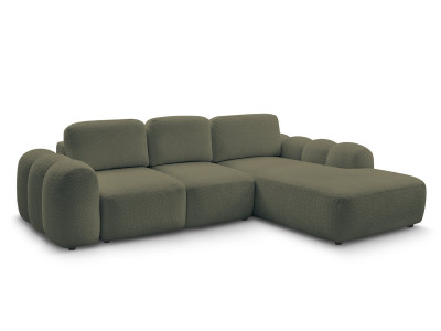 Canapé d'angle convertible coffre grande méridienne MONTAIGNE tissu bouclette