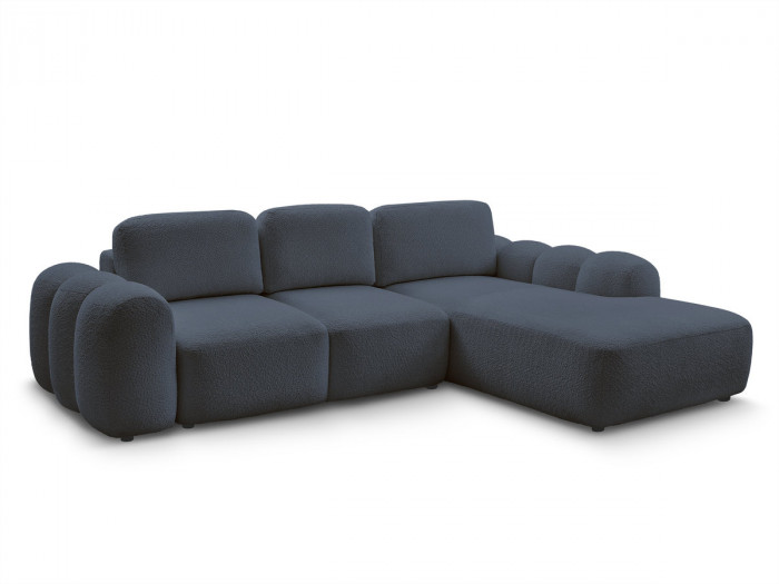 Canapé d'angle L convertible MONTAIGNE tissu bouclette