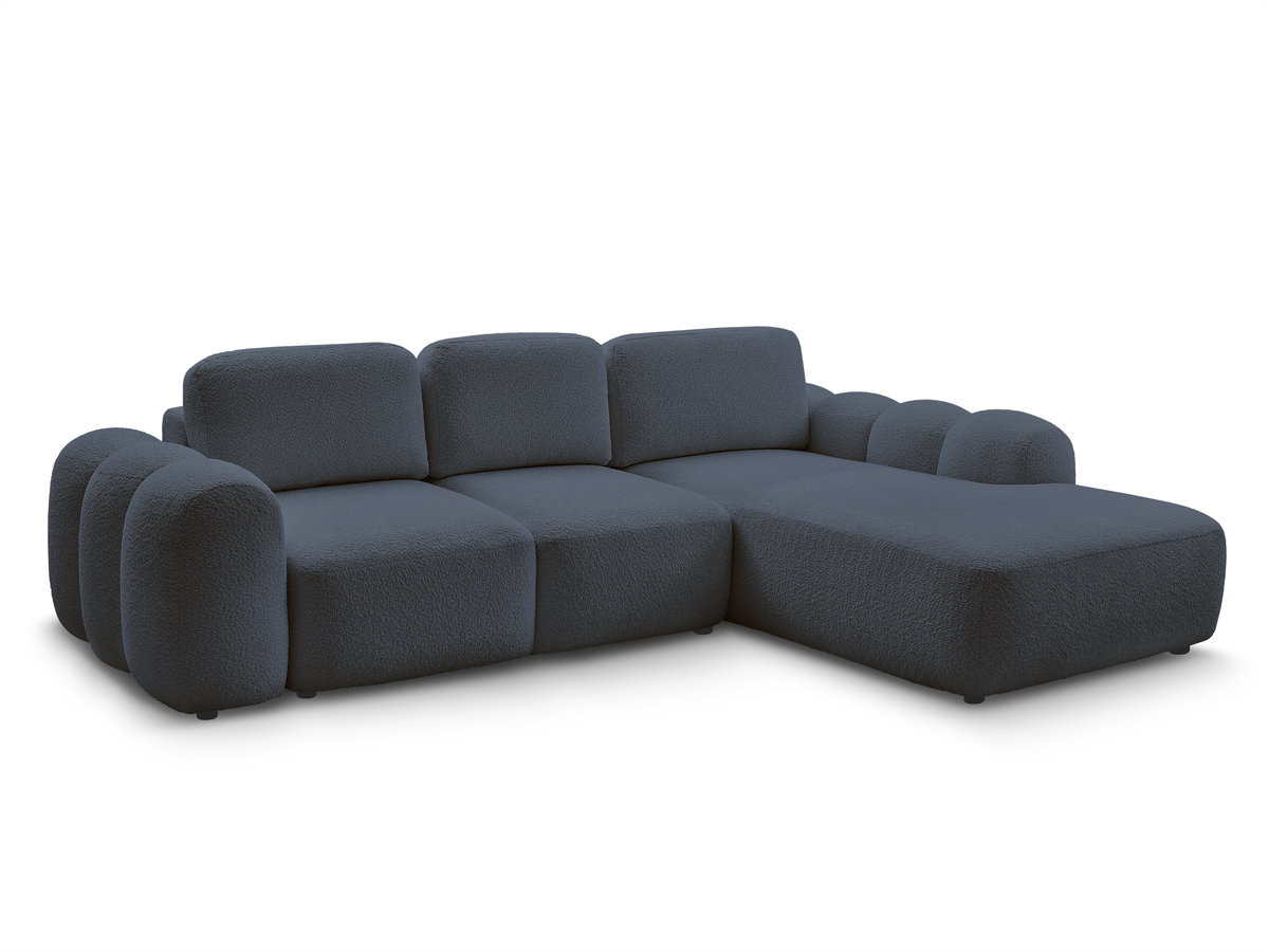 Canapé d'angle convertible coffre grande méridienne MONTAIGNE tissu bouclette