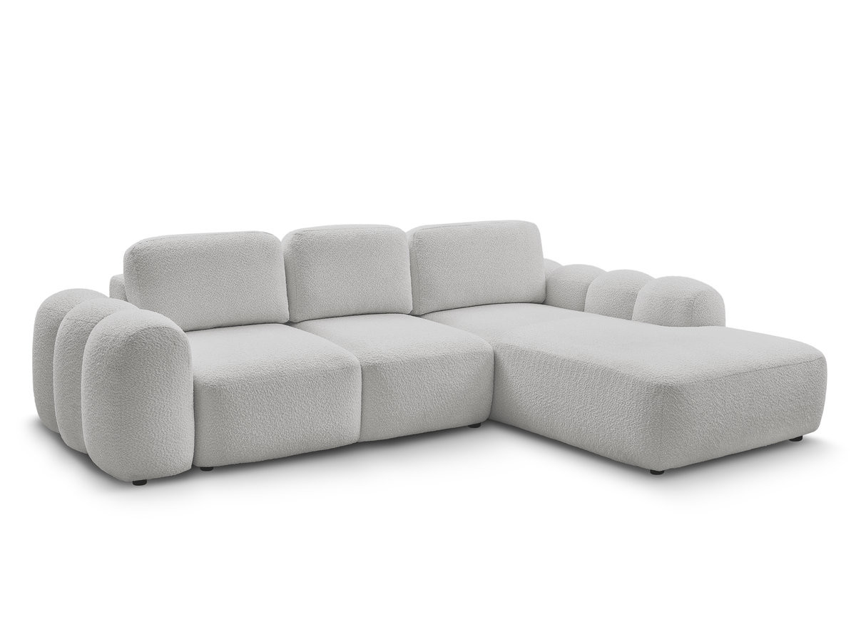 Canapé d'angle convertible coffre grande méridienne MONTAIGNE tissu bouclette