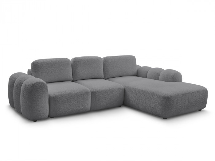 Canapé d'angle L convertible MONTAIGNE tissu bouclette