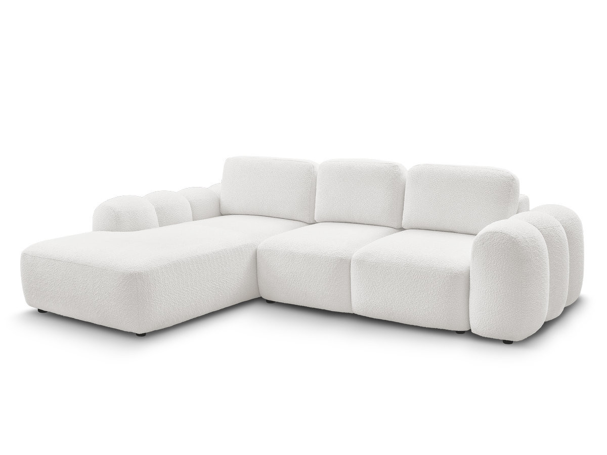 canapé d'angle convertible coffre grande méridienne montaigne tissu bouclette gekleurd blanc